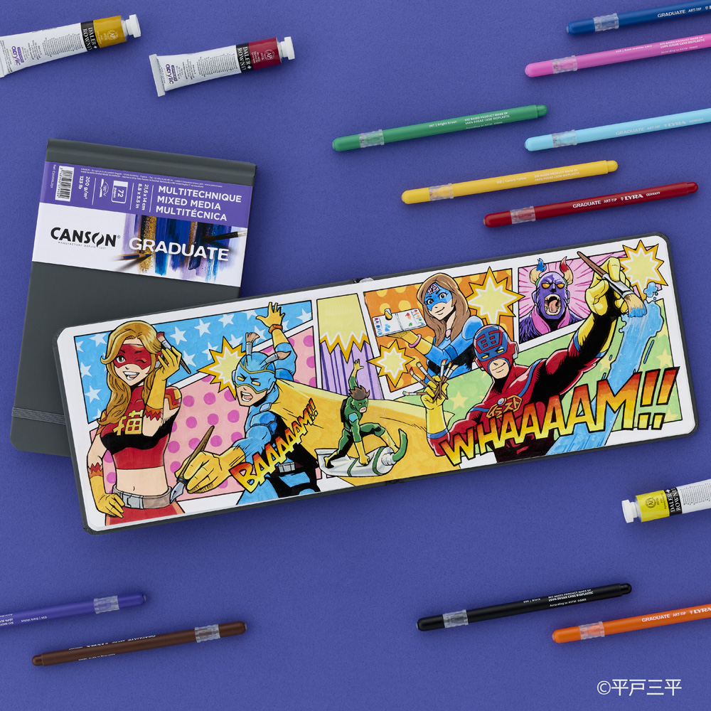 ryura's tweet photo. Cansonキャンソンのグラジュエイトブック
（ハードカバースケッチブック）の作例アナログイラストを描きました。
アナログで描くのは楽しいですね。⌘+Zの無い緊張感が心地よい。
スケッチなど楽しんでみてね！ https://t.co/O7BnPEB2BN