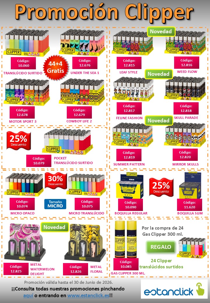 estanclick's tweet photo. Ya tienes todas las Ofertas y Novedades en Clipper disponibles en Estanclick. ¡¡Entra y descúbrelas!! https://t.co/a7t1AupntV ¡¡Además, recuerda que puedes añadir hasta un -10% de descuento adicional con nuestra Campaña Primavera!! https://t.co/7csT1O5N39 https://t.co/gCs4QecO8B