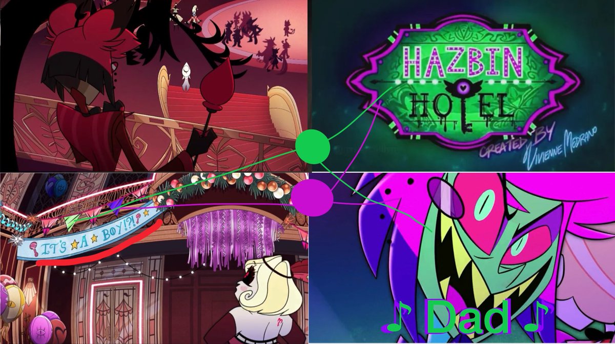 J50970800's tweet photo. I noticed a few clues throughout the show and I just figured out why 🟢Alastor🟣 has a grudge against Lucifer.

There might be a chance that this 🟣Alastor🟢 is not the original Alastor, but is one of Lucifer’s children or an adopted child.
#HazbineHotel #alastor #lucifer https://t.co/J61vJjeBgK