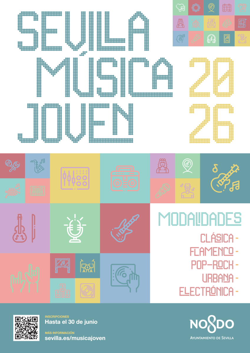 Ayto_Sevilla's tweet photo. ¡Llega el Concurso Sevilla Música Joven 2026!🎸🎶

Si tienes entre 16 y 30 años apúntate en las modalidades:

🔘Clásica
🔘Flamenco
🔘Pop-rock
🔘Urbana
🔘Electrónica

📋Puedes inscribirte hasta el 30 de junio.

👀Bases y más info en https://t.co/WrxoO5NuhR https://t.co/ATQyc1QljR