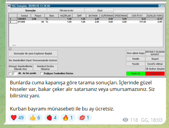 gkngurlek's tweet photo. X'de etkileşim alamadığım için dün akşam telegramda biraz sitem biraz sohbet etmiş ve bundan sonra taramaları ücretli paylaşacağım dememe rağmen yine de ücretsiz paylaşmıştım. 

#OBAMS Şimdilik nötr. 
#KTSKR Tavan 🔐

Hazine yatıyor bende diyorum inanmıyorsunuz :) https://t.co/dRxf77MWw6