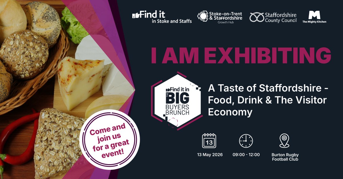 MadeSmarterWM's tweet photo. We’re excited to be attending The BIG Buyers Brunch: A Taste of Staffordshire – Food, Drink &amp; The Visitor Economy on 13th May 2026 at @BurtonRFC! 🍽️🥂

Book now👉 https://t.co/sY7uI71Ge9

@GrowthHubStaffs @StaffordshireCC https://t.co/3KJIEHI3dD