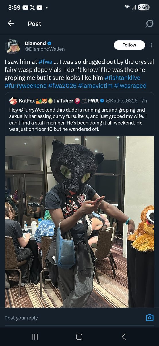 RapperSaus's tweet photo. @FurryTMZ She is now claiming to be sexxually assaulted 24 hours later. She just wants too be a victim and can't stand that no one is taking her side. https://t.co/Emhn6XO0RA