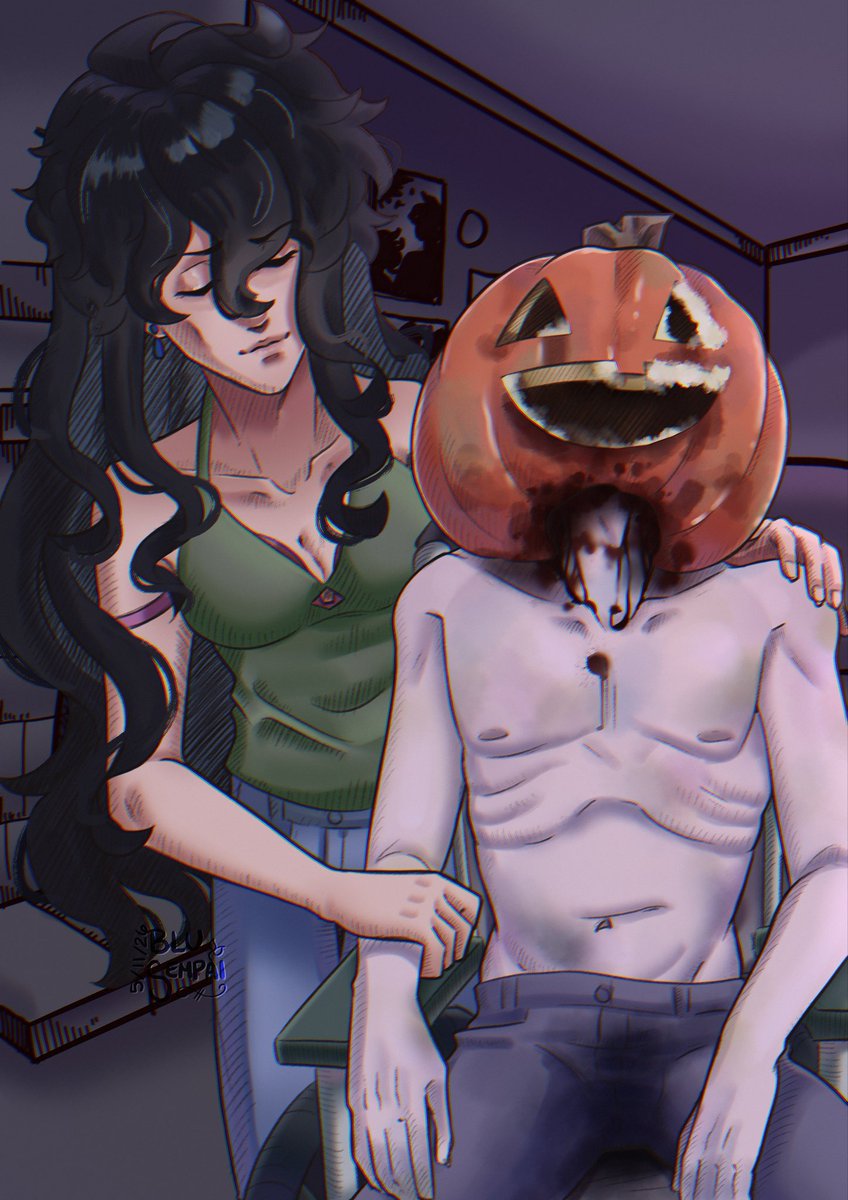Blu_Sempai's tweet photo. Constance and his darling Mother #pumpkineater #oc #digitalart https://t.co/H9hp1qKJwR