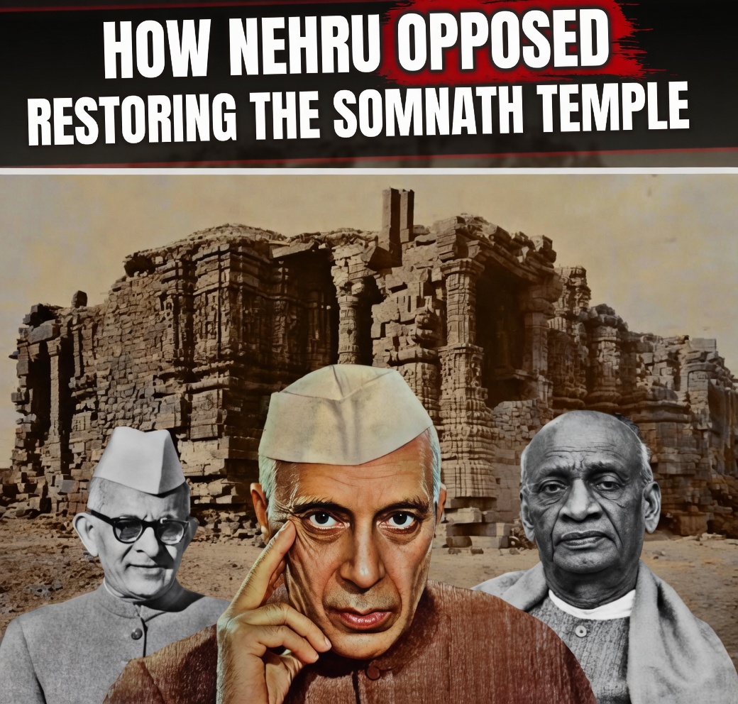 TheDispatch01's tweet photo. SOMNATH VS NEHRU: THE CIVILISATIONAL CLASH THAT SHAPED INDIA

As Somnath Temple marks 75 years of its consecration, remember this forgotten chapter.

PM Nehru wrote 17 letters opposing its reconstruction. 

Not one. Not two. Seventeen.

Yet Somnath rose again - proving that civilisational faith outlives political resistance.

He warned President Rajendra Prasad against attending the consecration ceremony. He called the movement “Hindu revivalism.” He was uncomfortable with the Indian state being seen alongside civilisational restoration.

Yet Somnath rose again.

Destroyed repeatedly by invaders, rebuilt repeatedly by devotees - Somnath became more than a temple. It became a symbol of civilisational resilience.

And on May 11, 1951, despite opposition from the most powerful office in the country, President Rajendra Prasad attended the Pran Pratishtha ceremony and declared: “Somnath Temple signifies that the power of reconstruction is always greater than the power of destruction.”

↪️ THE TEMPLE THAT REFUSED TO DIE

A Thousand Years. Six Destructions. One Unbreakable Faith.

There is a place on the western coast of India where the Arabian Sea meets Gujarat in what ancient texts called the Triveni Sangam - the confluence of the sacred rivers Kapila, Hiran, and the mythical Saraswati. Standing on that shore, facing the endless sea, is a temple.

Not merely a temple.

The most attacked, most destroyed, most looted, most desecrated, and most triumphantly rebuilt sacred site in the history of human civilisation. Reduced to rubble six times. Its Jyotirlinga shattered by conquerors who believed they were breaking not just stone but the spiritual spine of a people. Its priests massacred. Its treasures carried in caravans to foreign capitals. Its name invoked in the courts of the Islamic world as a symbol of Hindu humiliation.

It is the first among the twelve Jyotirlinga shrines of Shiva.

It is Somnath.

And it stands today - gleaming white against the Arabian Sea, as the most powerful civilisational statement the Hindu people have ever made:

We cannot be destroyed.

📌 WHAT THE INVADERS CAME TO BREAK

By the 10th century, Somnath had grown into one of the wealthiest and most magnificent religious sites in the known world. From Asia to Greece, it was the most sacred shrine on earth, its bells audible across the sea, its lamp burning without interruption for centuries, its Shiva Linga believed to have been consecrated by Soma, the Moon God himself.

This was the civilisational peak Mahmud of Ghazni decided to break.

📌 THE SIX DESTRUCTIONS

• 725 CE - The Arab Raid
Junaid, Arab governor of Sindh, attacked via sea route, the opening probe that told the Islamic world what treasure lay on India's western shore.

• 1026 CE - Mahmud of Ghazni 
The wound that history cannot close.

30,000 cavalry marched from Ghazni. On January 7, 1026, the assault began. 50,000 Hindu defenders were killed at the temple gates. Those who fled to boats were slain or drowned. Mahmud looted 20 million dinars and broke the Shiva Linga into fragments - which he carried to Ghazni and placed as steps at the gate of the Jami Mosque, to be trampled by worshippers at Friday prayers.

The message was not military. It was theological. We have broken your God.

Mahmud earned the title Butshikan - Idol Breaker. The Taliban celebrated him a thousand years later. Indian historian Kishori Saran Lal estimates his invasions caused 2 million deaths and enslavements.

• 1299 CE - Alauddin Khilji
By now the temple had been rebuilt. Khilji's general Ulugh Khan destroyed it again - establishing the pattern: build, destroy, build, destroy.

• 1395 CE - Zafar Khan
The founder of the Gujarat Sultanate destroyed it on arrival, announcing his power by breaking what Hindus had rebuilt.

• 1451 CE - Mahmud Begada
The Sultan of Gujarat attacked and desecrated the temple.

• 1665–1706 CE - Aurangzeb
The last of the destroyers. Under his reign the temple complex was partially converted into a mosque. By the 18th century it stood in ruins - photographed by colonial archaeologists as a monument to Hindu civilisational defeat.

📌 AND YET - THE TEMPLE ROSE EVERY SINGLE TIME

After Mahmud's 1026 sacking - rebuilt by kings Bhoja and Bhimdev I by 1042.

After Khilji's 1299 destruction, rebuilt by Mahipala I by 1308.

After each subsequent destruction - rebuilt again.

And after Aurangzeb - after the most prolonged Mughal effort to erase Somnath permanently, it was rebuilt by Maharani Ahilyabai Holkar of Indore. Using her personal treasury. Without waiting for permission from any empire. She simply built.

The pattern across a thousand years is identical every time. Somnath is destroyed. Somnath rises. The invaders are gone. Somnath remains.

📌 1947: WHEN FREE INDIA FACED ITS CIVILISATIONAL CONSCIENCE

After Junagadh's accession in November 1947, Sardar Vallabhbhai Patel stood on the shores of Somnath, held sea water in his hands - and pledged its reconstruction as a symbol of national revival. The Union Cabinet endorsed the project. Gandhi blessed it, asking only that it be funded by public donation rather than state money. Patel agreed.

Two of India's greatest leaders had spoken. The nation was ready.

What happened next reveals the deepest fault line in independent India's political soul.

📌 NEHRU'S 17 LETTERS: THE PRIME MINISTER WHO TRIED TO KEEP THE TEMPLE BROKEN

Between July 1950 and August 1951, Jawaharlal Nehru wrote at least 17 documented letters opposing, diluting, and obstructing the reconstruction and consecration of Somnath. Read them in sequence. They tell the complete story.

• July 20, 1950 - To KM Munshi:

He opened not with constitutional principle but with accounting. India had housing shortages. A temple was *"out of place."* He reduced one of Hinduism's holiest shrines - destroyed by foreign invaders six times across a millennium, to a line item he found inconvenient.

• December 1947 - The Cabinet Minutes Incident:

When the Cabinet originally recorded agreement to fund the reconstruction, Nehru was furious. He denied the decision had been taken - and had the Cabinet minutes altered. A sitting Prime Minister falsifying official records. Over a temple.

• March 2, 1951 - To President Rajendra Prasad:

"I confess that I do not like the idea of your associating yourself with a spectacular opening of the Somnath Temple... I feel it would be better if you did not preside over this function."

He tried to stop the President of India from attending the inauguration of a temple that Indians had rebuilt with their own money.

• March 19, 1951 - To the High Commissioner to Pakistan:

He ordered that the use of Indus water for consecration rituals should attract "no publicity under any circumstances" - out of fear of Pakistan's reaction. The Prime Minister of India was managing a Hindu temple's consecration through the lens of Islamabad's sensitivities.

• April 21, 1951 - To Liaquat Ali Khan, PM of Pakistan:

Nehru personally wrote to Pakistan's Prime Minister - addressed as "Dear Nawabzada" - assuring him that Somnath's reconstruction was "completely false" in its symbolic significance. He dismissed India's own civilisational act to a foreign head of state. He chose appeasement over pride.

• April 17, 1951 - To Ambassador to China:

"I have tried therefore to tone down the effects of his visit and what he is going to do there."

Having failed to stop the President, he moved to suppress the event's significance internationally.

• April 22, 1951 - To Jam Saheb of Nawanagar:

Called the consecration "Hindu revivalism" again. Warned that the President and Ministers attending would have *"bad consequences."* Complained about embassies being asked for sacred river water and soil - apparently an international embarrassment.

• April 28, 1951 - To Minister of Information & Broadcasting:

Called the ceremony "pompous." Said it created "a bad impression abroad." Ordered: "Our radio broadcast should rather tone down the description of what happens at Somnath."

The Presidential inauguration speech was suppressed from All India Radio.

• May 2 & August 1, 1951 - To All Chief Ministers:

He circularised every Chief Minister in India warning them that Somnath had created "a very bad impression abroad" and that "Pakistan has taken full advantage of this and made it one of the principal planks of its propaganda."

He was more alarmed by Pakistan's propaganda than by a thousand years of Hindu civilisational assault.

• June 13, 1951 - To Vice President Radhakrishnan:

Months after the inauguration had already happened, Nehru was still complaining - calling it unnecessary "fuss" and admitting he had tried to stop Cabinet Ministers from attending.

Seventeen letters. One consistent message: the temple rising was the problem, not the invaders who broke it.

📌 THE DOUBLE STANDARD THAT CANNOT BE IGNORED

This same Nehru:

→ Continued the British-era Hajj Committee Act of 1932 and later expanded it through the Hajj Committee Act of 1959, using state resources for Muslim pilgrimage.

→ Funded restoration of Buddhist sites at Sanchi and Sarnath without a single objection.

→ Had no problem with government association with any other religious tradition.

But a Hindu temple - rebuilt from public donations by the people of India - was "Hindu revivalism." ₹5 lakhs from the Saurashtra Government for the ceremony was "improper use of public funds."

This is not secularism. Secularism means equal treatment of all faiths by the state. What Nehru practiced was something else entirely - a structural allergy to Hindu civilisational assertion that applied to no other community. KM Munshi named it precisely in his response to Nehru:

"How secularism sometimes becomes allergic to Hinduism will be apparent from certain episodes relating to the reconstruction of Somnath temple."

📌 THE THREE MEN HISTORY JUDGED

Nehru wrote 17 letters. Failed on every count. The temple rose despite him. History remembers him as the Prime Minister who tried to keep India's holiest shrine in ruins to manage Pakistan's feelings.

Rajendra Prasad ignored the Prime Minister, attended the inauguration, and said words that Nehru could not suppress from stone even if he suppressed them from the radio:

"The physical symbols of our civilisation may be destroyed, but no arms, army or king could destroy the bond that the people had with their culture and faith. Till that bond remained, the civilisation would survive."

KM Munshi defied his own PM and wrote the line that every Hindu should carry:

"I cannot value India's freedom if it deprives us of the Bhagavad Gita or uproots our millions from the faith with which they look upon our temples and thereby destroys the texture of our lives."

📌 THE UNBROKEN THREAD: SOMNATH TO AYODHYA

LK Advani launched his Rath Yatra in 1990 from Somnath - walking in the opposite direction from Mahmud of Ghazni's march. Not to destroy. To restore.

The Ram Mandir consecration on January 22, 2024 - attended by Prime Minister Modi, boycotted by the Congress party - was the direct civilisational heir of Somnath 1951. The vocabulary used against it was identical: communalism, majoritarianism, vote-bank politics. In 1951 it was called revivalism. The resistance to Hindu self-assertion never changes its substance - only its vocabulary.

And every time - exactly like Somnath across six destructions - the temple rises anyway.

📌 WHAT SOMNATH TEACHES THE 21ST CENTURY

One thousand years after Mahmud of Ghazni's 30,000 cavalry crossed the Thar desert to break the most sacred Shiva Linga in the world - Somnath stands.

The Ghaznavid Empire is dust.
The Delhi Sultanate is dust.
The Mughal Empire is dust.

Pakistan - which named a missile after Mahmud of Ghazni - begged for a ceasefire when India struck it in May 2025.

The steps of the Jami Mosque in Ghazni where the broken Jyotirlinga fragments were placed to be trampled - are themselves broken now, consumed by centuries.

The Jyotirlinga lives.

Six destructions. Six restorations. And one Prime Minister's 17 letters - which changed nothing.

The past was six destructions.

The present is the gleaming white temple on the Arabian Sea. The future is the civilisation that refused - century after century, at incalculable cost - to accept that its gods had been permanently silenced.

That is the Somnath Principle. That is the Hindu resurgence.

Written not in textbooks. In stone. Rebuilt again and again on the same ground where the invaders believed they had won.

Har Har Mahadev. #SomnathVirasatK75Varsh
