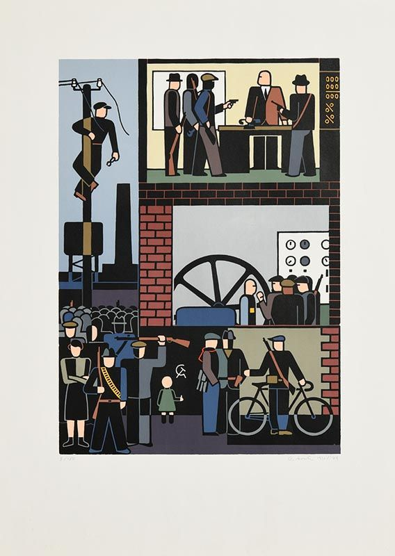 BeerKorma's tweet photo. @the92ndone The background reminds me of one of my favourite pieces of socialist art, 'Factory Occupation' by Gerd Arntz: https://t.co/PeW5TMS3lF