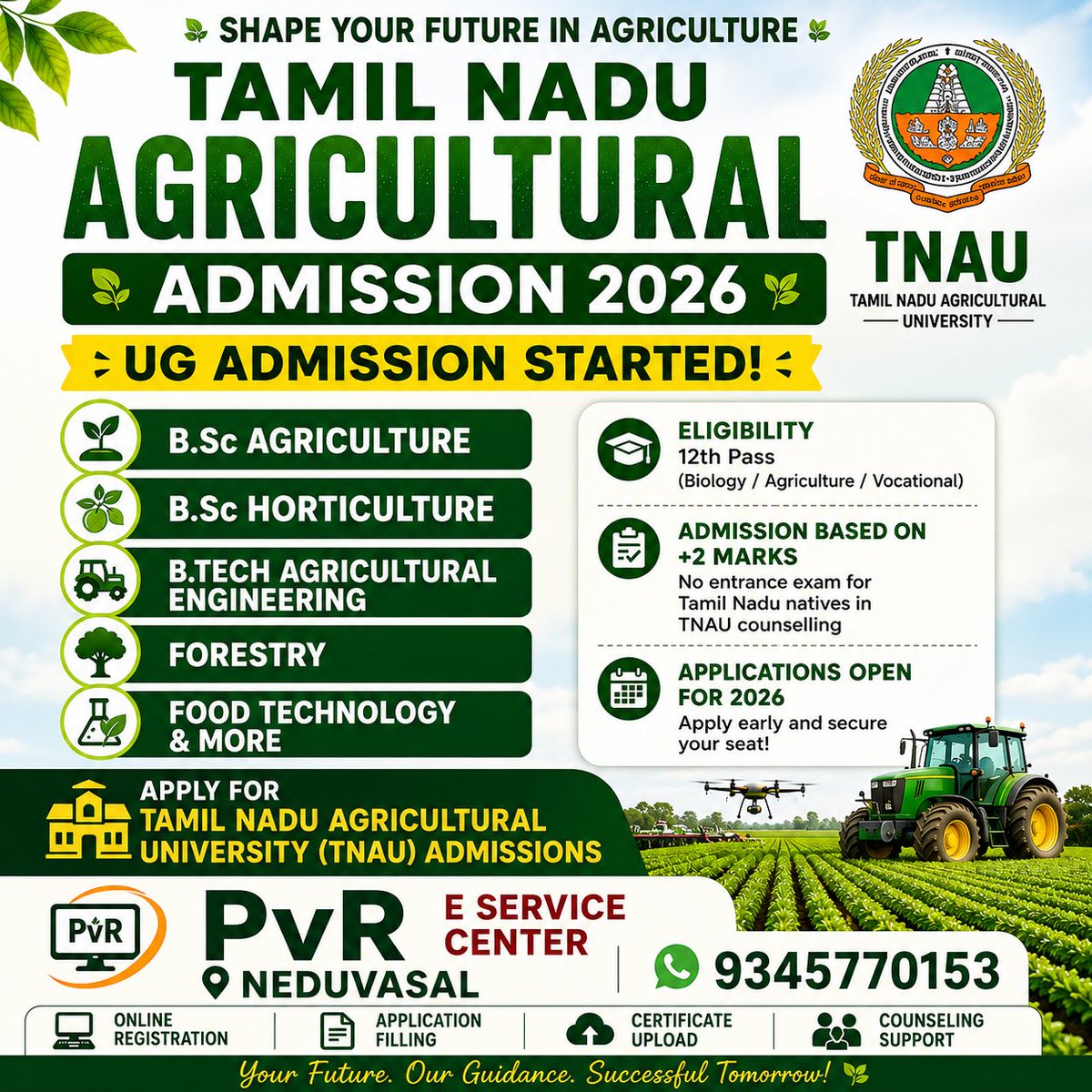 pvr_center's tweet photo. #TNAU #TNAUAdmission2026 #AgricultureAdmission #TamilNaduAgriculture #BScAgriculture https://t.co/ilLMG9oV9t