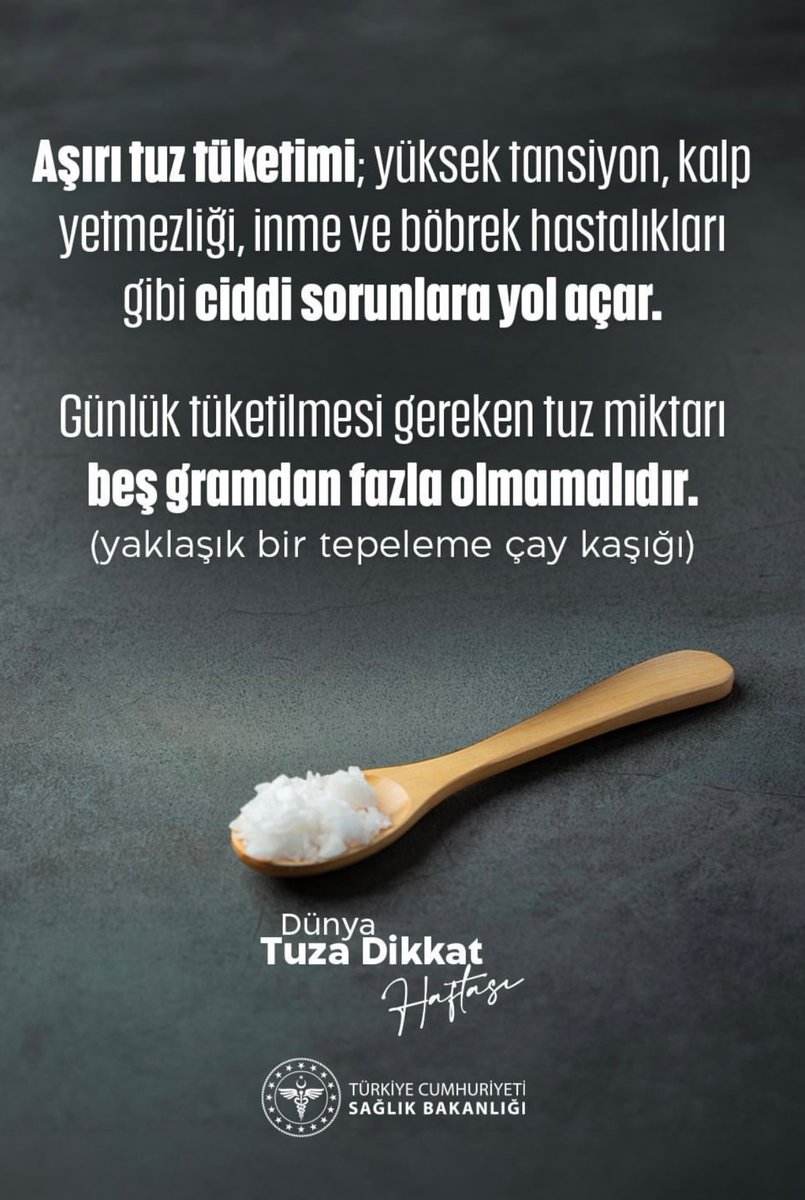 ulubeydh's tweet photo. Günlük tüketilmesi gereken tuz miktarı beş gramdan fazla olmamalıdır. 
#dünyatuzadikkathaftası
#ulubeyilçedevlethastanesi
@orduilsaglik https://t.co/IOKd1mHZXT