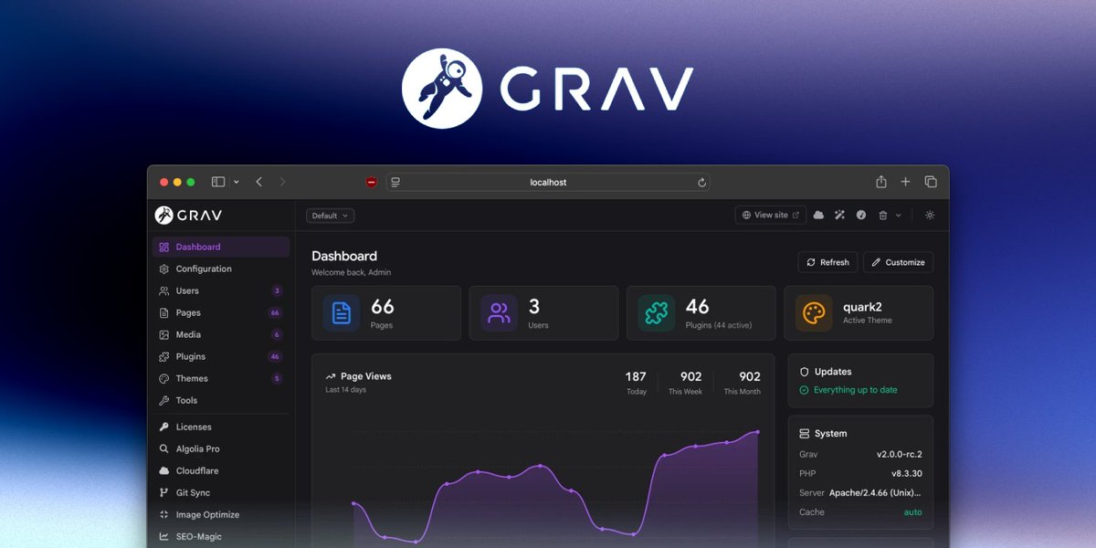 AlternativeTo's tweet photo. 🧑‍🚀 Flat-file CMS Grav 2.0 Release Candidate introduces a modernized PHP stack, updated admin interface, headless REST API, new default Quark 2 theme, MCP server, and migration tools. Developers and site owners are encouraged to test and give feedback.
https://t.co/69UdiRhF8f https://t.co/OksGn0OMB1
