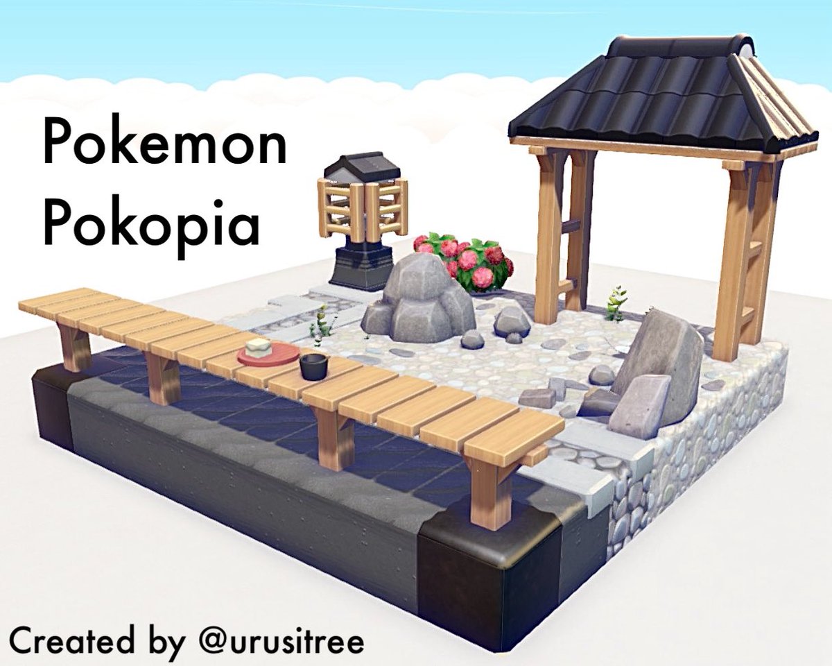 urusitree's tweet photo. 8×8
　　
枯山水　(Zen garden)　1
　　
#ぽこあポケモン   #ぽこポケ        
#PokemonPokopia  #pokopia
省スペースクリエイト https://t.co/CU614EybXn