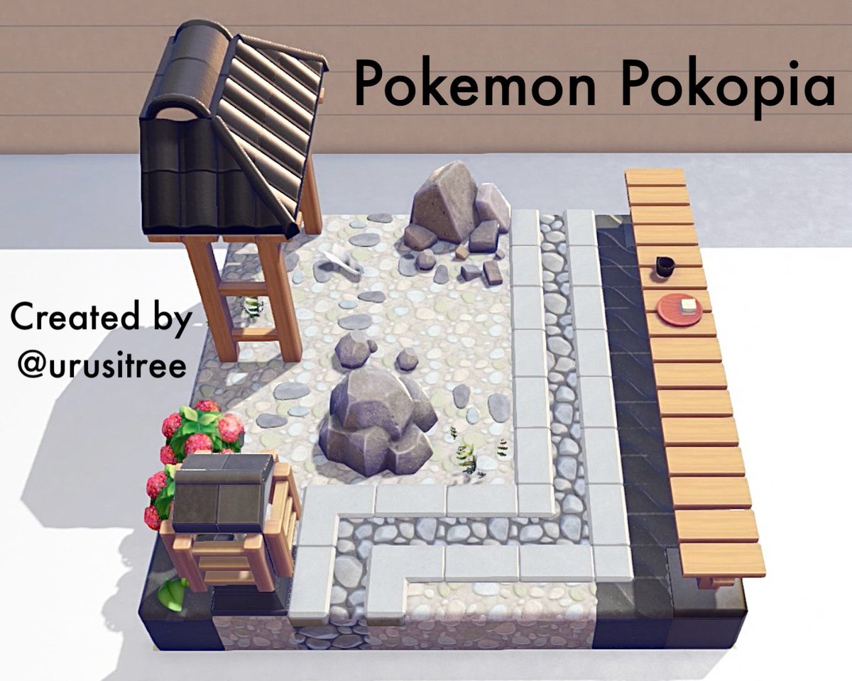 urusitree's tweet photo. 8×8
　　
枯山水　(Zen garden)　1
　　
#ぽこあポケモン   #ぽこポケ        
#PokemonPokopia  #pokopia
省スペースクリエイト https://t.co/CU614EybXn