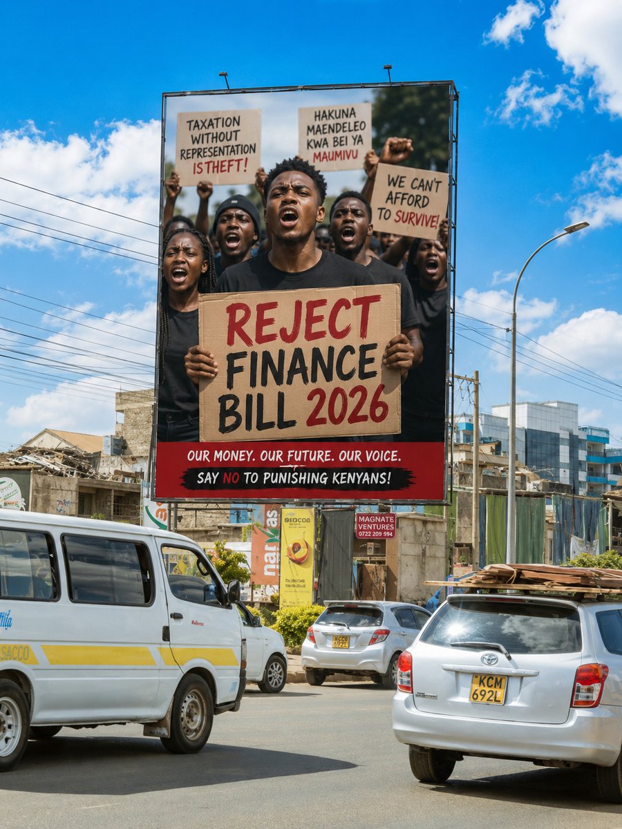 sholard_mancity's tweet photo. This Finance Bill 2026 is basically telling poor Kenyans:
“Stay poor.”

A student needing a phone for online classes?
Pay more.
A mama mboga using M-Pesa?
Pay more.
A youth trying to hustle online?
Pay more.

25% excise duty on phones is madness.

And now they also want higher taxes on plastic packaging, meaning the price of nearly EVERYTHING in supermarkets will rise.
Milk, Salt, Bread.
Cooking oil, Water, Soap.

Kenyans are already drowning.
Why is this govt obsessed with making life unbearable?
Reject the Finance Bill 2026.

NB- AI image used