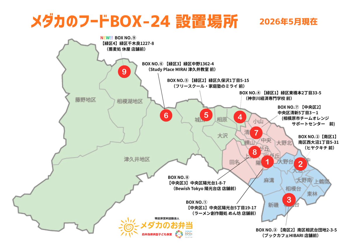 メダカのフードBOX-24 BOX NO.9 設置完了】 「蕎麦処 休屋」 店舗前