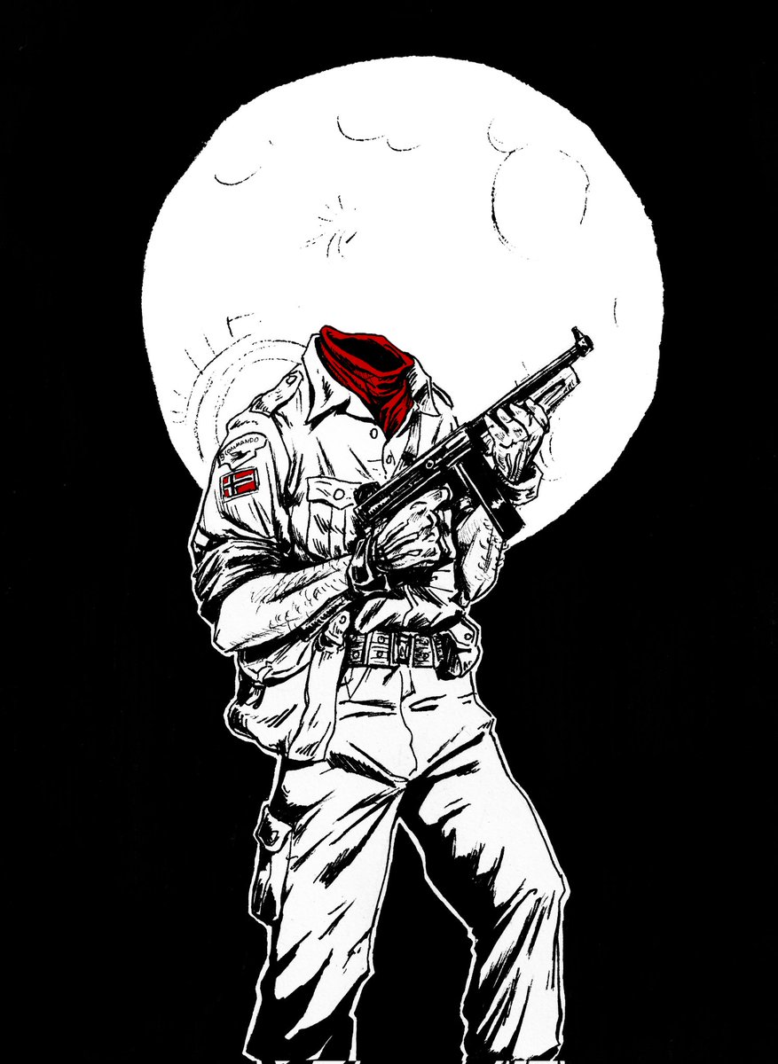 WaldgangerArt's tweet photo. Roland the headless Thompson gunner, from a Warren Zevon song about a mercenary who gets betrayed in Africa, and whose ghost roams battlefields looking for revenge.

Илустрација песме Ворена Зивона о плаћенику који је издан у Африци, чији дух лута бојиштима тражећи освету. https://t.co/pXIvPE4FvQ