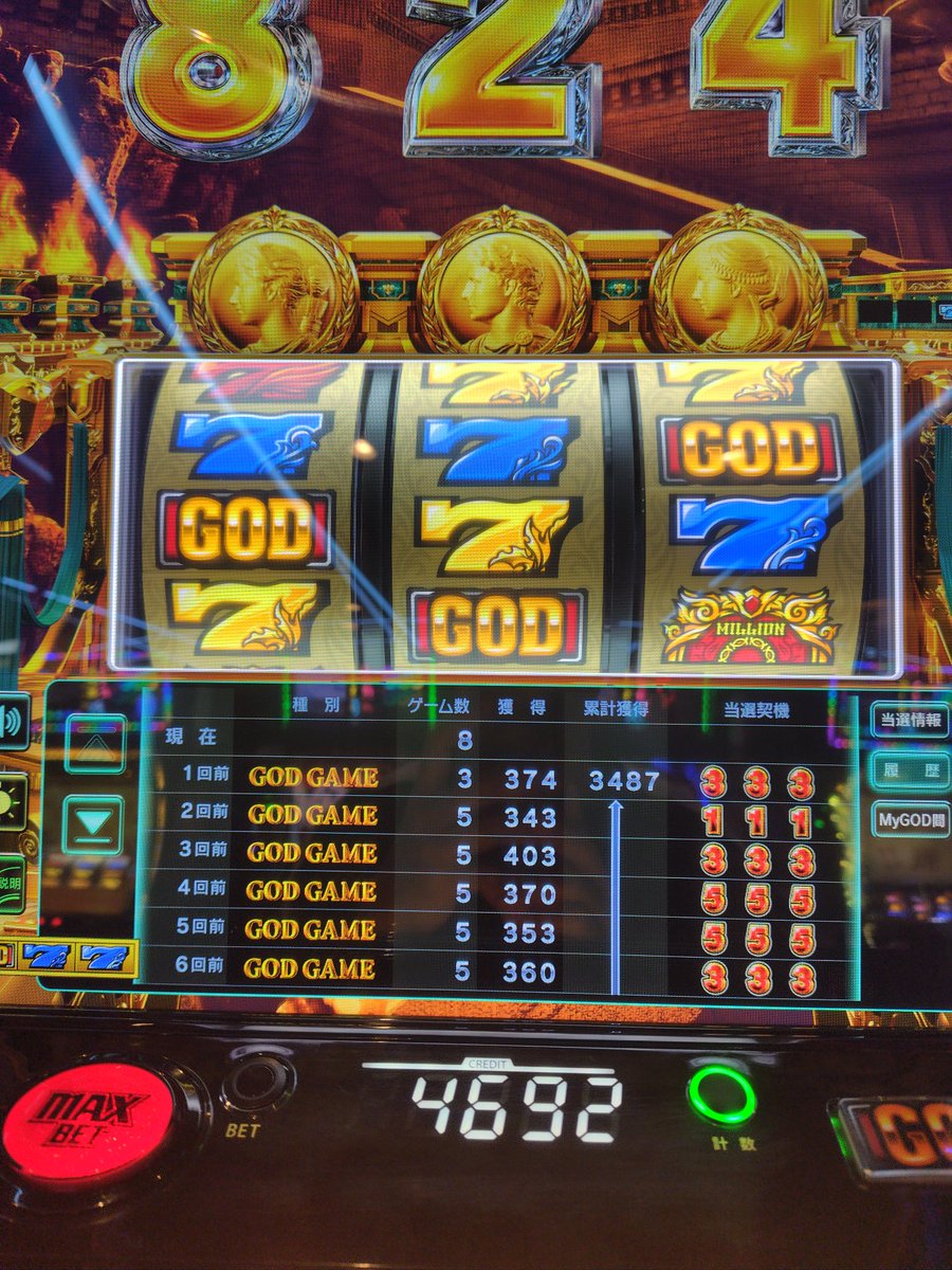 code00888's tweet photo. あと1000枚くらいで有利切れそうなGOD
単発連から切ったらしくループでめっちゃ出た笑
相性良いわ✨
ちなみにエンディングは行ってない💦 https://t.co/AzTUN0bxvm