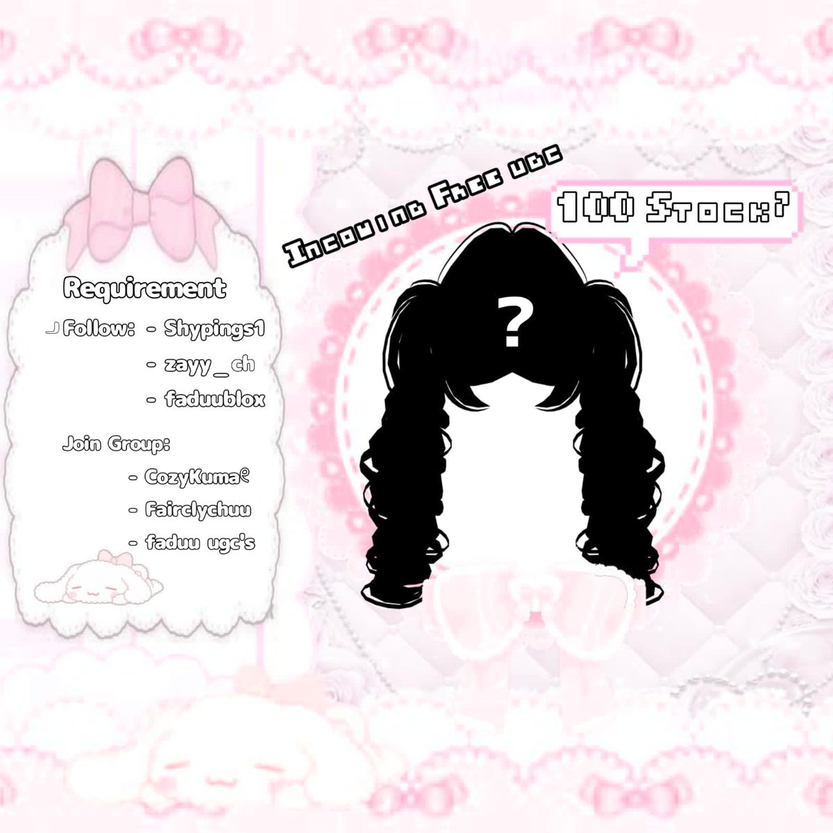 Folepkin's tweet photo. Incoming Free ugc!
Collab with:
- @DollDollet9689 (Curly)
- @AiraGnwn82303 (base and bangs)
Texturing and finishing by me<33
#RobloxUGC #FreeUGC #CollabUGC
#Roblox https://t.co/laIXLN7Ctg