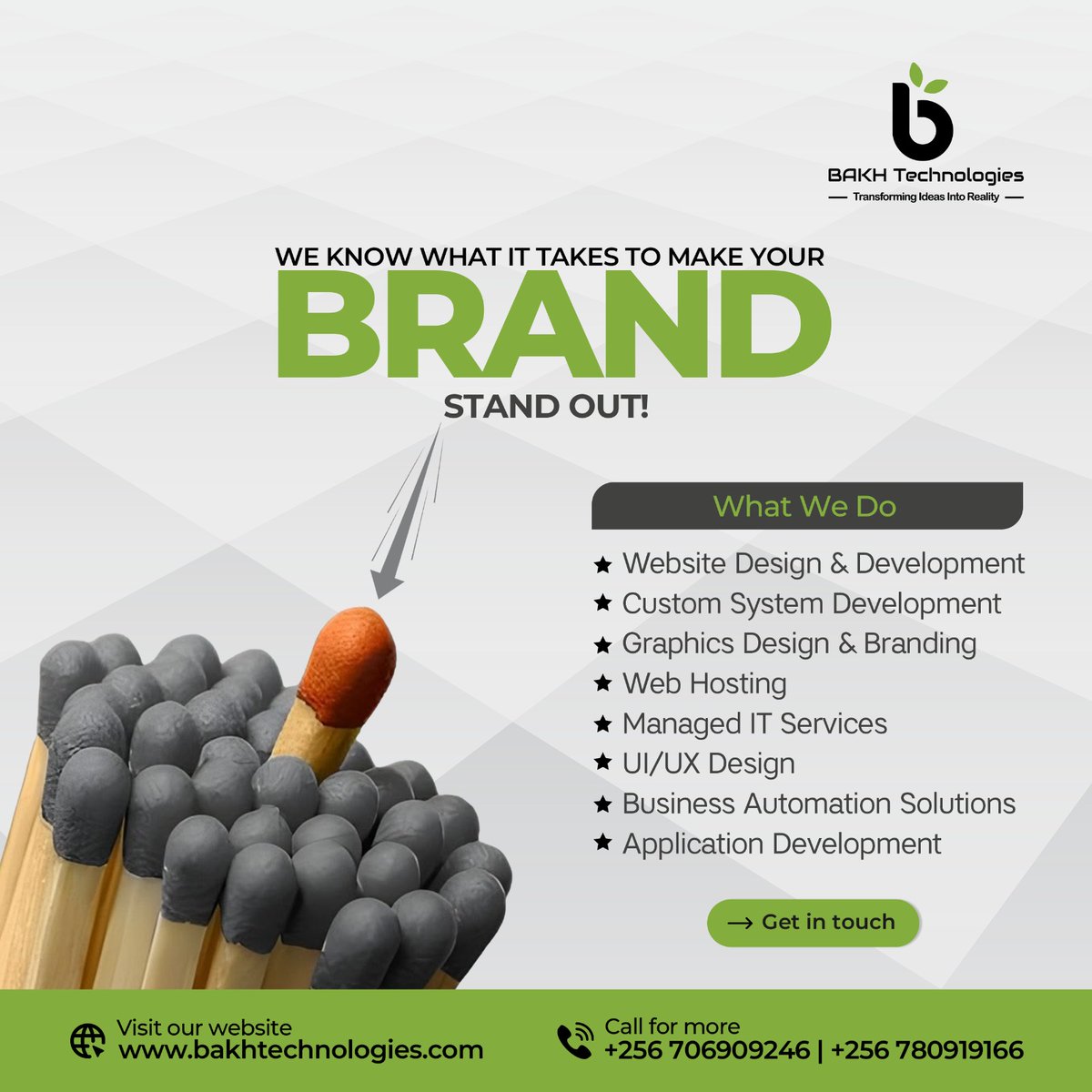 BAKH_Tech's tweet photo. In a sea of grey, be the one that stands out.

We build websites, systems &amp; brands that get noticed. Ready to stand out?

Let's talk! 👇
Call Us: +256 706 909 246 
Our Website: https://t.co/IYs8Jhe8fH 

#Branding #BAKHTech https://t.co/TrO4zBPXz4