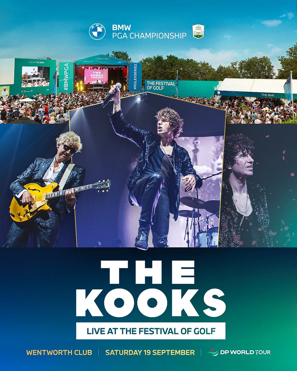 BMWPGA's tweet photo. 🎵 MUSIC ANNOUNCEMENT 🎵

The Kooks will be moving in their own way, to the Showstage at Wentworth, to headline Saturday at the #BMWPGA Championship! ⛳️

Don't miss out on your tickets here! 🎟️👇
https://t.co/UbYZjEOa9Q https://t.co/XAGTQ0EmWJ