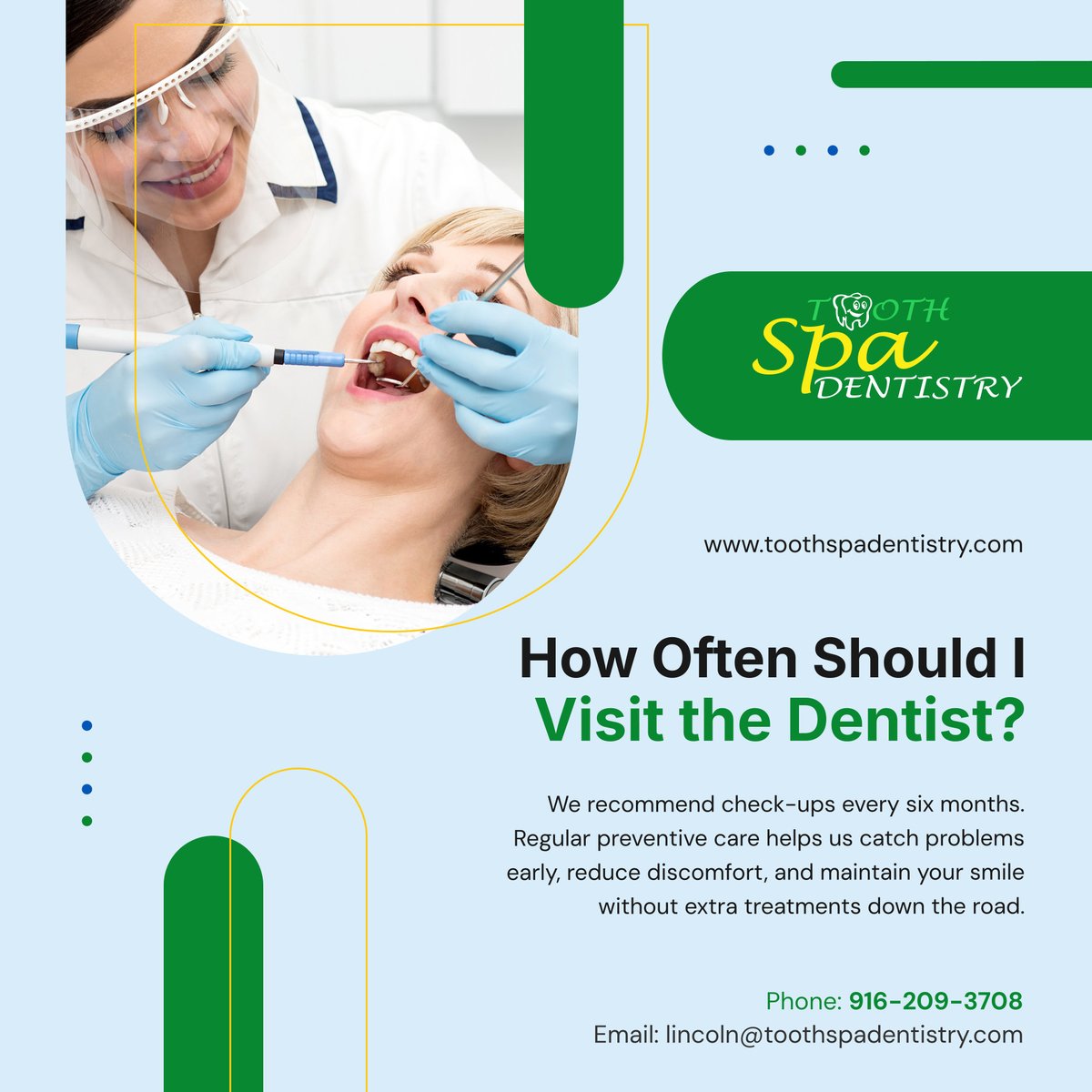 toothspadent's tweet photo. Staying on top of dental visits keeps your teeth healthy and strong 🦷😁✨ Schedule your regular check-up and take control of your oral health! 

#LincolnCA #DentalCareServices #PreventiveDentalCare #OralHealth #HealthyTeeth https://t.co/GsZFTETHK0