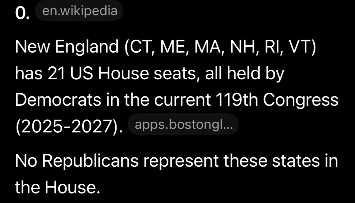 blackhawkce457's tweet photo. Nearly half of New England is conservative, but Democrats have Gerrymandered it down to zero seats in the House. https://t.co/JmBZCMI2SA