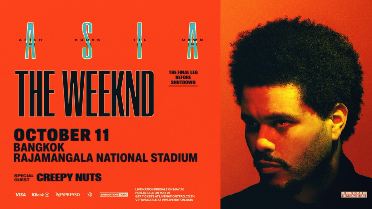 livenationth's tweet photo. คอนเสิร์ตระดับสเตเดียมสุดยิ่งใหญ่แห่งปี
ของศิลปินชายยอดขายบัตรสูงสุดตลอดกาล
The Weeknd After Hours Til Dawn Tour

GET READY! The Weeknd is bringing the final leg of his AFTER HOURS TIL DAWN STADIUM TOUR to Bangkok on 11 October 2026 at Rajamangala National Stadium!