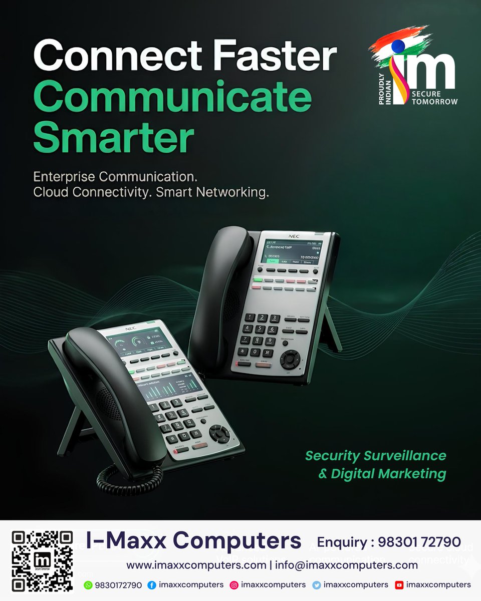 imaxxcomputers's tweet photo. 🚀 Connect Faster, Communicate Smarter
Upgrade your business communication with advanced enterprise solutions from I-Maxx Computers.

📞 Enquiry: 98301 72790
🌐 Website: https://t.co/WiRhVtv5Bg
📧 Email: info@imaxxcomputers.com

#BusinessCommunication #IPTelephony #IMaxxComputers https://t.co/rzSMfk0hnL
