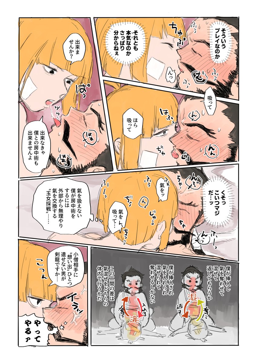 □厳ふちが恋の話する落書き漫画16　タオを扱えないふちくんには玉女採戦しか選択肢がない