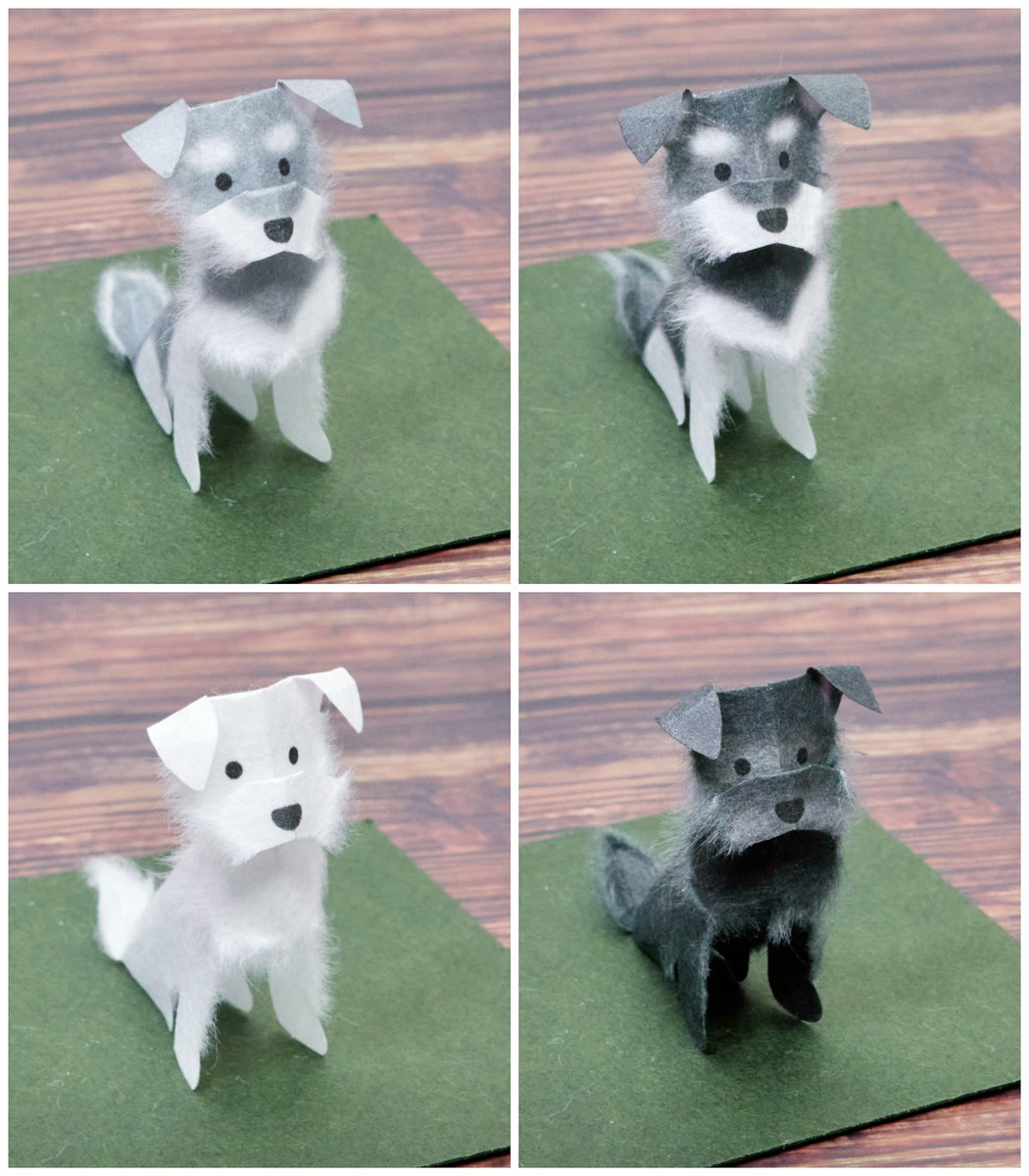 和紙で作るミニチュアシュナウザー