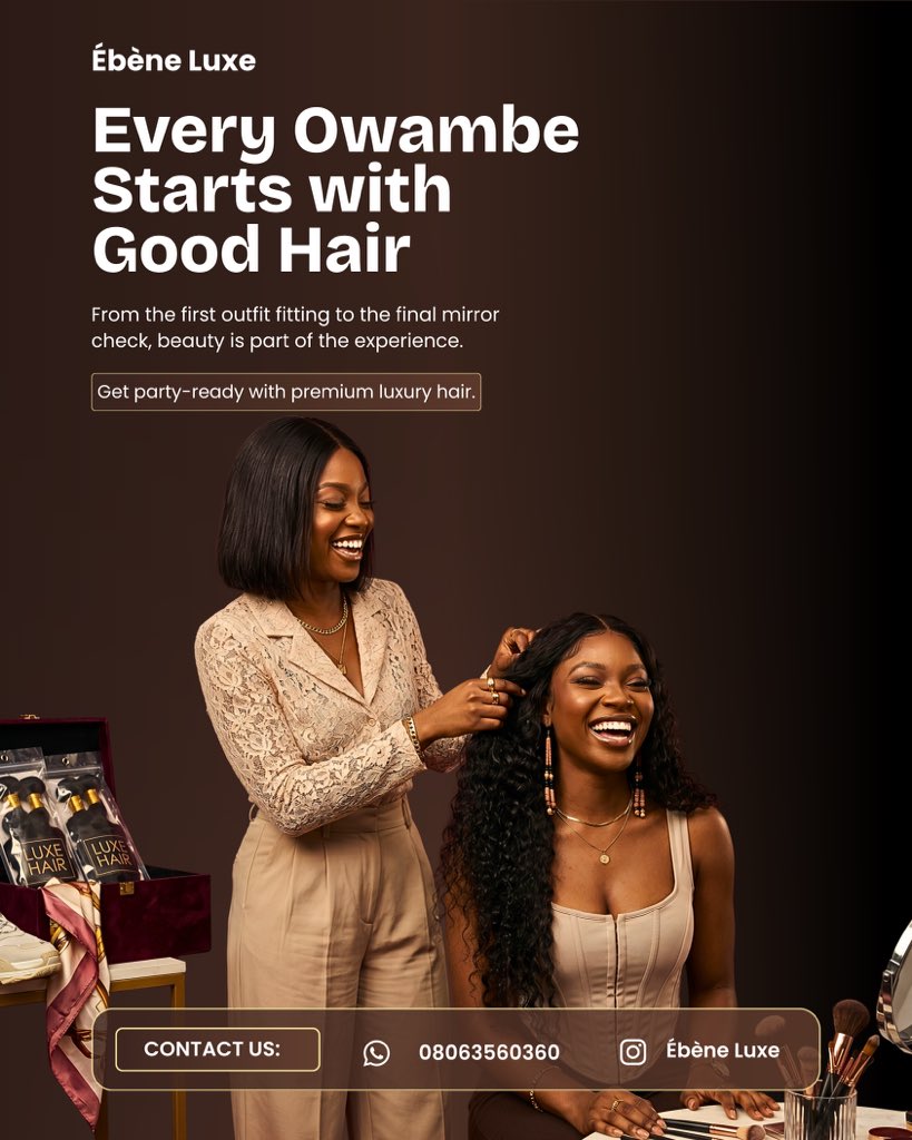 michy_mandy's tweet photo. An Afro-luxury beauty campaign inspired by Nigerian women, culture, soft life, and storytelling.

More than hair ads. More identity. More emotion.

Creative Direction
Brand Strategy
Social Media Design https://t.co/ZQAScG953U