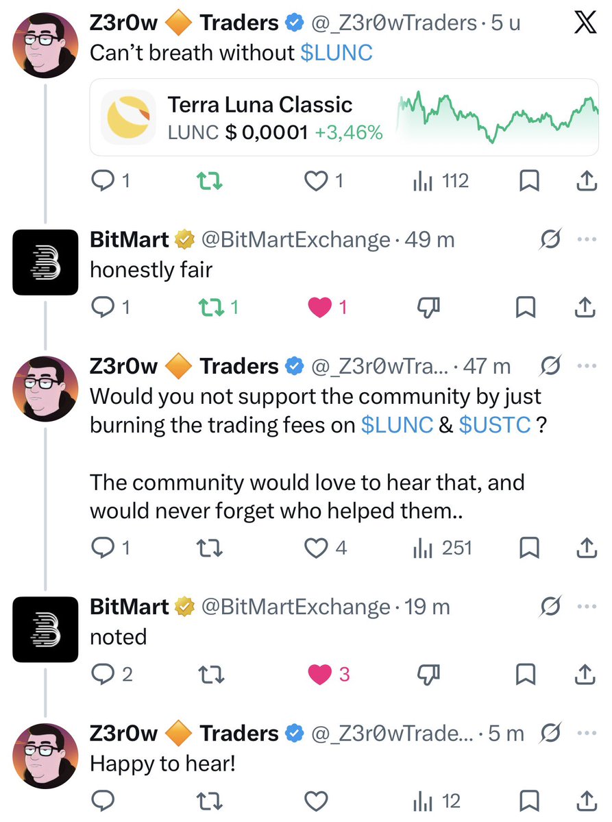 Luna Classic Community can we show some love to <a href="/BitMartExchange/">BitMart</a> 

Please show that we really would appreciate Bitmart to help to recover with burn fees!