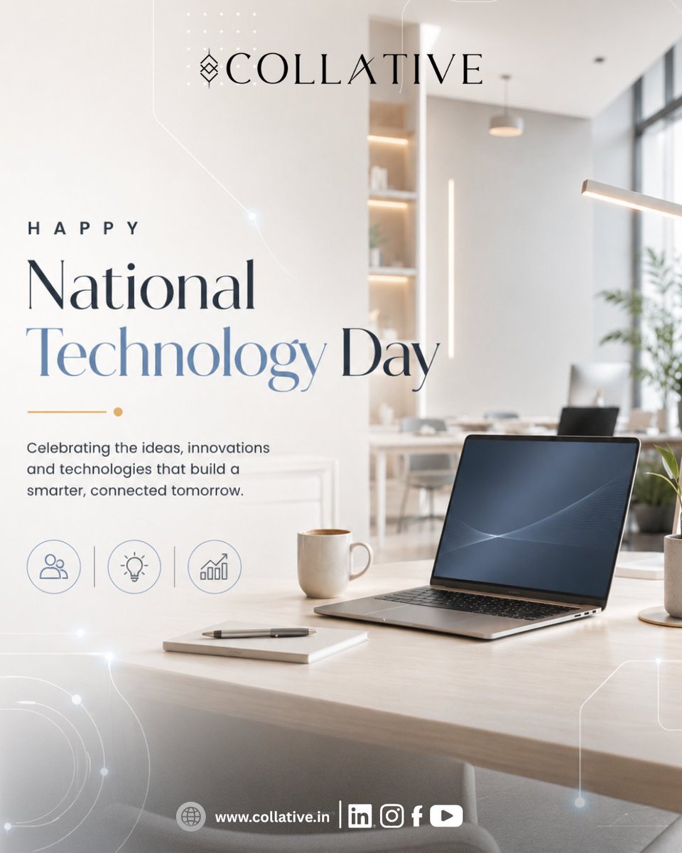 Collativeindia's tweet photo. Innovation begins with collaboration. Happy National Technology Day!

#NationalTechnologyDay #Innovation #Technology #Collative #CoworkingSpace https://t.co/clR498CNhe