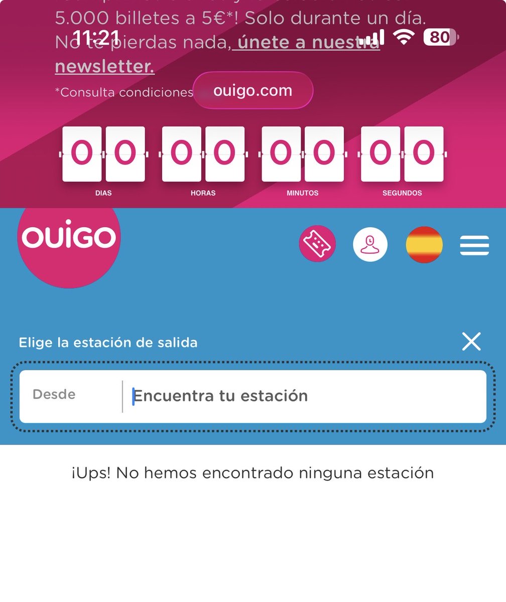 Shantaladobo's tweet photo. No entiendo para que ofrecéis una puta promoción de mierda y que vuestro sistema no funcione @OUIGO_Es #ouigo https://t.co/duzqdvqGcu