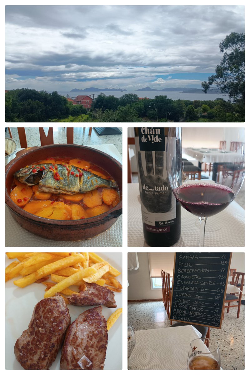laconada's tweet photo. En Galicia hai moitas curvas... E no caso das tabernas, hai unha moi famosa en Portonovo. Este é o Bar La Curva de Nerga. Alí pasamos e tomamos un sargo ó forno e croca cun tinto de Arbo. Bó sitio, e mirade que vistas eh (son as Cies). https://t.co/M0qgVltd0V