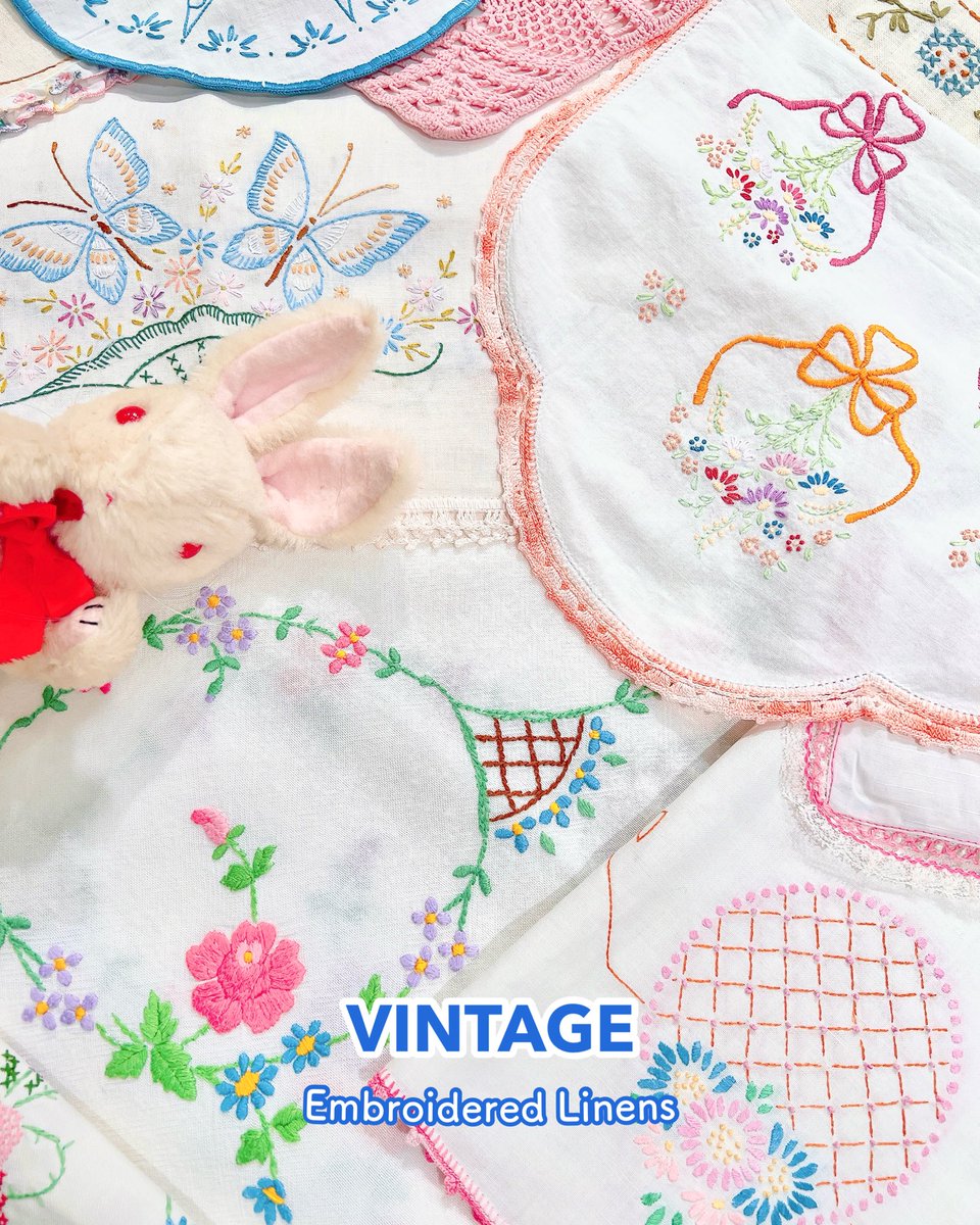 VINTAGE ファブリック市】 ◾︎ヴィンテージの刺繍クロス カラフルなお