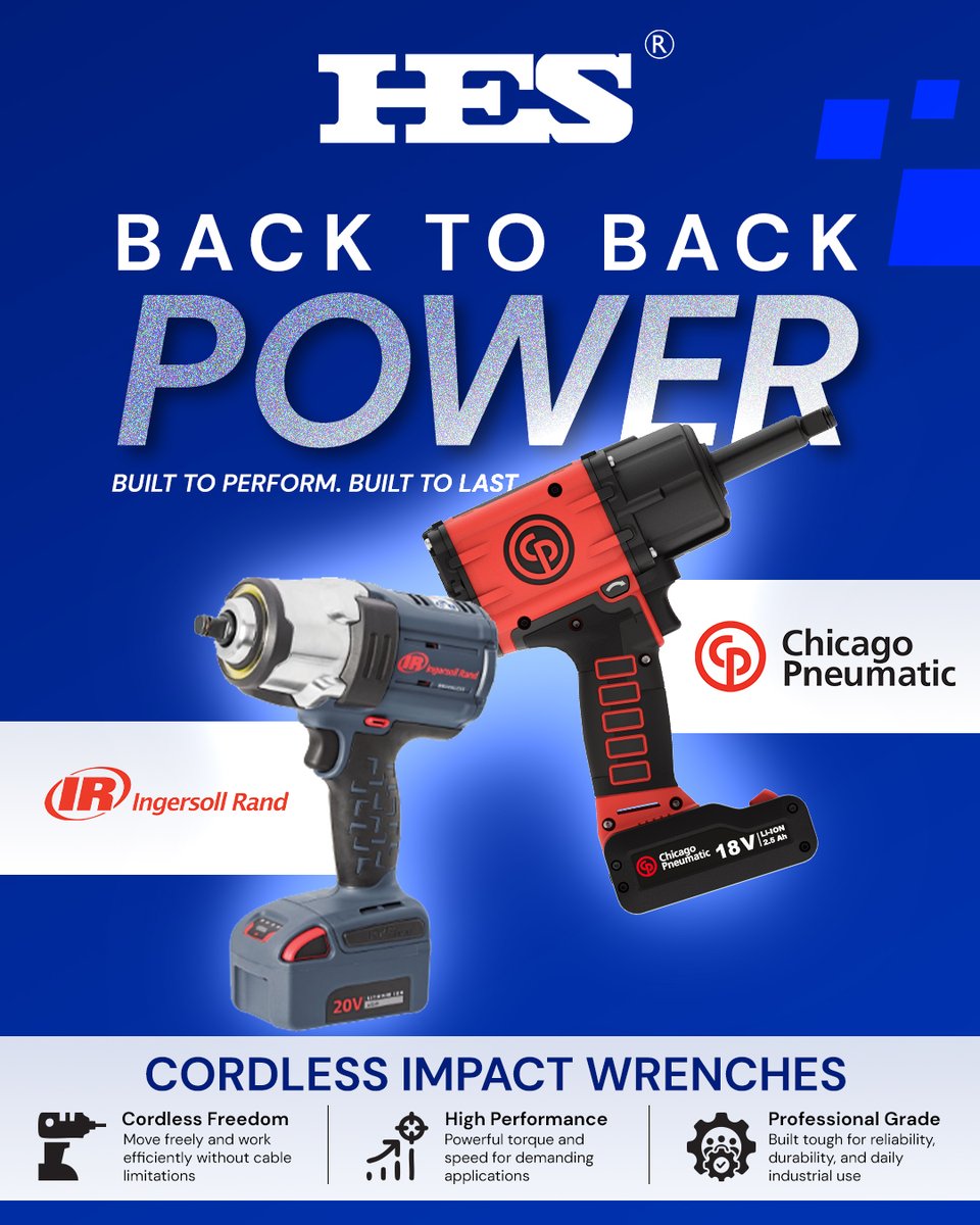 HESSalesLimited's tweet photo. Upgrade your toolkit with cordless #impactwrenches from @CP_PowerTools &amp; @IRProducts 🔧⚡
Built for powerful torque, faster operation &amp; reliable performance across automotive, maintenance &amp; industrial applications.

Find the right tool with HES: https://t.co/6sDqzGaMtz
#HESSales https://t.co/IyCuTXoiSs