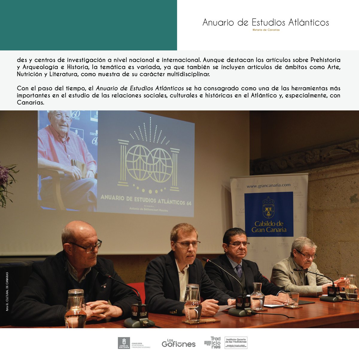 insctradiciones's tweet photo. El Anuario de Estudios Atlánticos se ha consagrado como una de las revistas científicas más importantes de Canarias.
#ictradiciones #islascanarias #historia #anuariodeestudiosatlánticos #casadecolon #presidenciadelcabildodegrancanaria @LosGofiones  @GranCanariaCab @casadecolon https://t.co/IRUQVetLfD