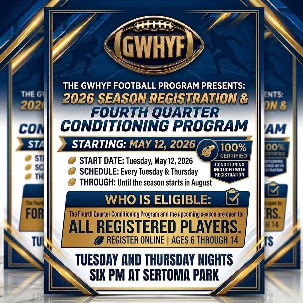 MarcMarkee's tweet photo. Summertime is right around the corner, and that means football is just getting started. All Registered players, arrive by 5:45pm tomorrow May 12th, with cleats and gym clothes! Let’s get 4th Quarter Ready! 

https://t.co/4zg7LpzOBy https://t.co/YQmYj4r7Hf