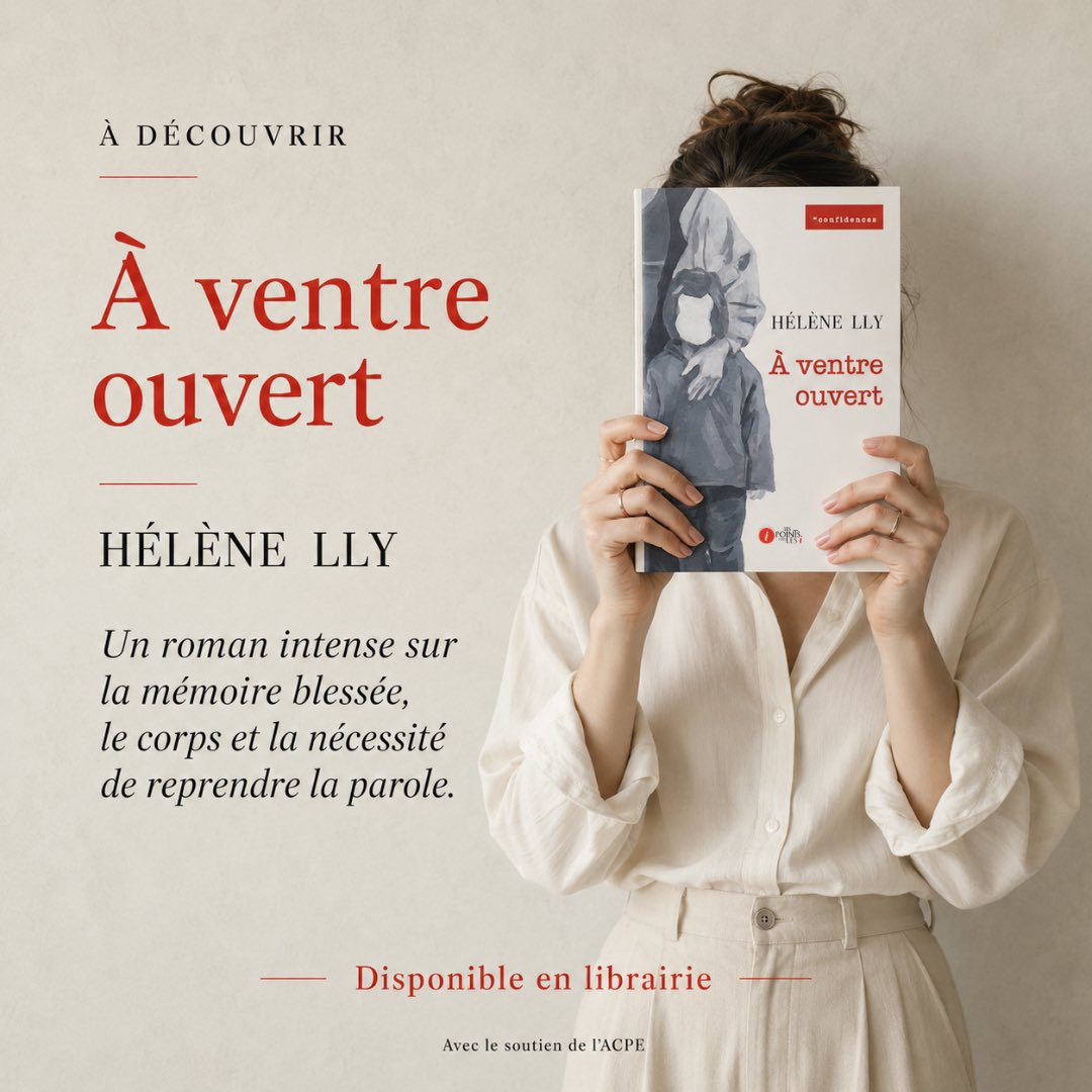 PointsSurlesI's tweet photo. À ventre ouvert est un roman sur ce que l’on cache, ce que l’on tait, ce que le corps garde longtemps après les mots.

Hélène Lly signe un premier livre intense, traversé par la mémoire blessée, le traumatisme et la nécessité de reprendre la parole. https://t.co/Lh8ARTfdOU