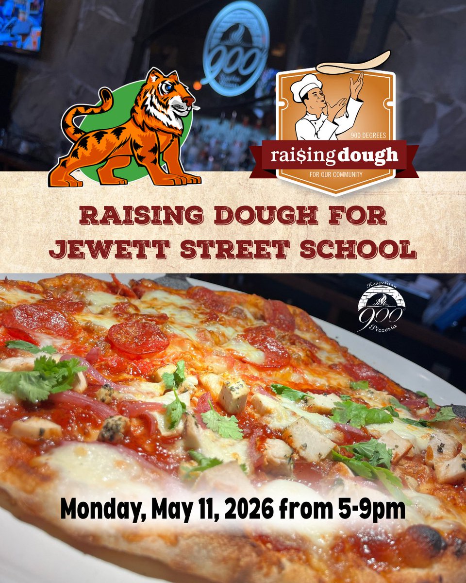 900Degrees's tweet photo. TONIGHT: May 11th from 5pm to 9pm, inform your server that you are dining in for the Raising Dough Fundraiser, and a percentage of total dining sales will be donated to the Jewett Street School. https://t.co/5pRn79KHCc