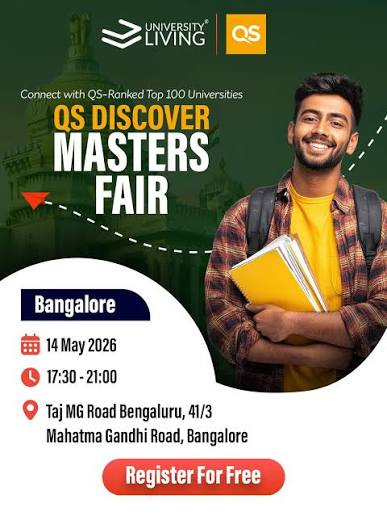 bangalore's tweet photo. QS Study Abroad Master’s Fair in Bengaluru Offers Direct Access to Top Global Universities

The Study Abroad Master's Fair is hosted in Bengaluru on 14 May 2026 at Taj MG Road, Bengaluru, from 5:30 pm to 9 pm. 

The fair will offer students the opportunity to connect directly with leading international universities from the United States, Canada, Australia, Italy, the United Kingdom, Norway, France, the Netherlands, Singapore, Thailand, and the UAE. This is a rare opportunity for students to interact directly with admissions decision-makers from top global universities

https://t.co/mjY9lpuFcK