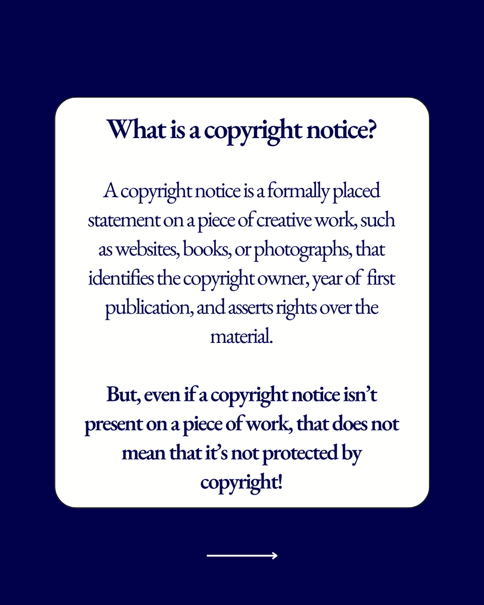 BaileyWalshLLP's tweet photo. It's myth-buster Monday!

Today's myth is 'If something doesn't have a copyright notice, then it is not protected.'

This is false!❌

Swipe to find out why 👉

For more information on our copyright services, please get in touch at https://t.co/uEvbOfPt40 https://t.co/TmFT0vbJv8