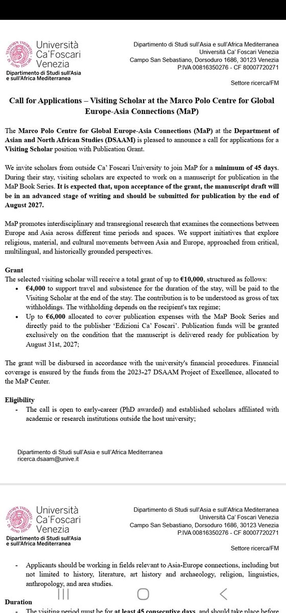 SEAAOfficial's tweet photo. *Call for Applications – Visiting Scholar at the Marco Polo Centre for Global Europe-Asia Connections (MaP)* please see images for more details https://t.co/SLhddq5DWC
