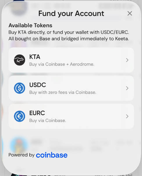 AlpacaDex's tweet photo. The simplest way to buy keeta:native is now a debit card.

@coinbase  integration is live on the Alpaca iOS app. Bought on Base, bridged to your native @KeetaNetwork  wallet automatically.

USDC and EURC are also live, with zero fees on USDC.

Join the herd:
https://t.co/hwAv2xEUGZ