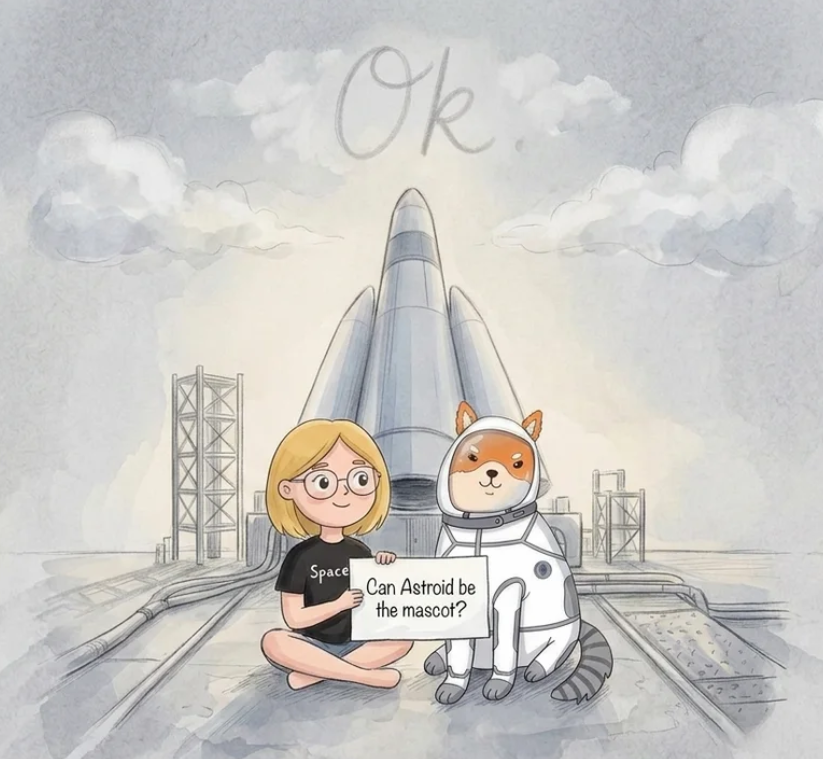 AstroidERC's tweet photo. Can Astroid be the mascot? 🌌

Elon Musk: 'Ok.'

We’ve always known Astroid was meant for the stars, and seeing SpaceX open the door is a total game-changer.

Astroid is the face of the future. ✨ https://t.co/jqXabeNhdl