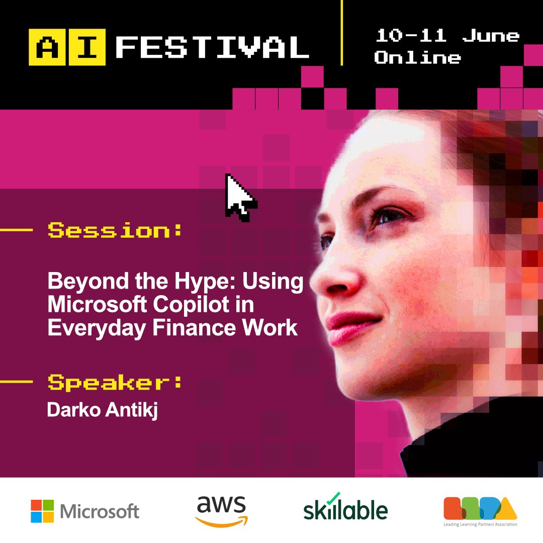 theLLPA's tweet photo. How can finance teams use AI beyond the hype? 💼

Presented by Darko Antikj.

📊 Business productivity AI sessions. 100% online experience. Free access.
👉 https://t.co/shRd4F6OKh

#AIFestival #OneLLPA #AI #MicrosoftCopilot #Finance #Excel https://t.co/dEQHCk98x0