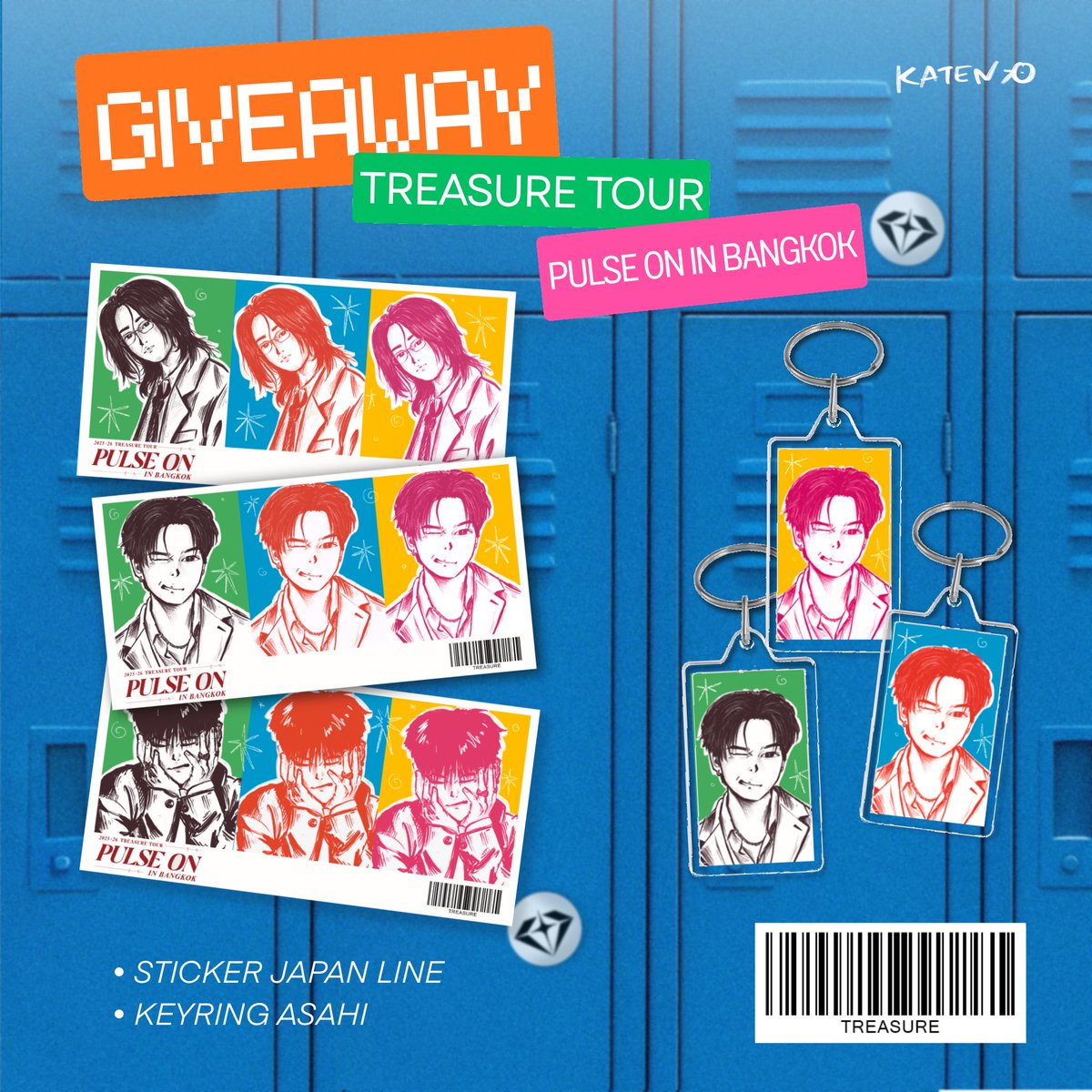 🌟GIVEAWAY 🌟
TREASURE TOUR PULSE ON IN BANGKOK

🍭Sticker
🍬Keyring

*16 May 2026
*National Stadium
*TBA

☝🏻ขออนุญาตจับยัดใส่มือนะฮับบ🤩 

(#reviewkaten)
#PULSE_ON_IN_BANGKOK 
#TREASURE_PULSE_ON_IN_BKK