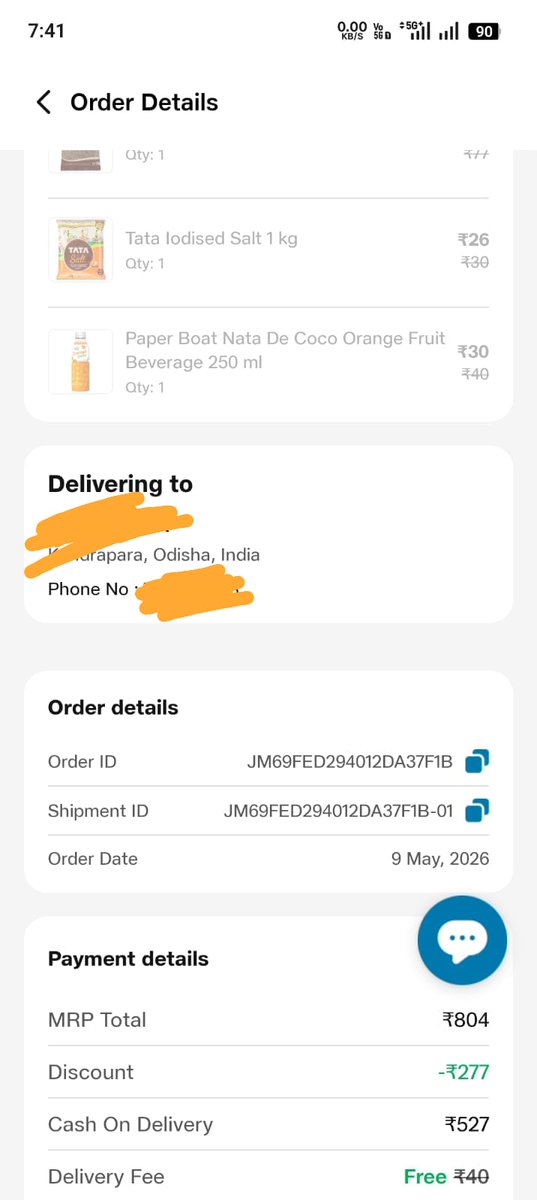 Bhabani220Kv's tweet photo. Yesterday I ordered from @JioMart and they accepted the order on my location later they called and cancelled my order saying they won't deliver at my location &amp; I called their customer care they said the problem ll be solved in 72hr. It's a joke. @JioMart_Support .Customer right https://t.co/naED4ctCzr