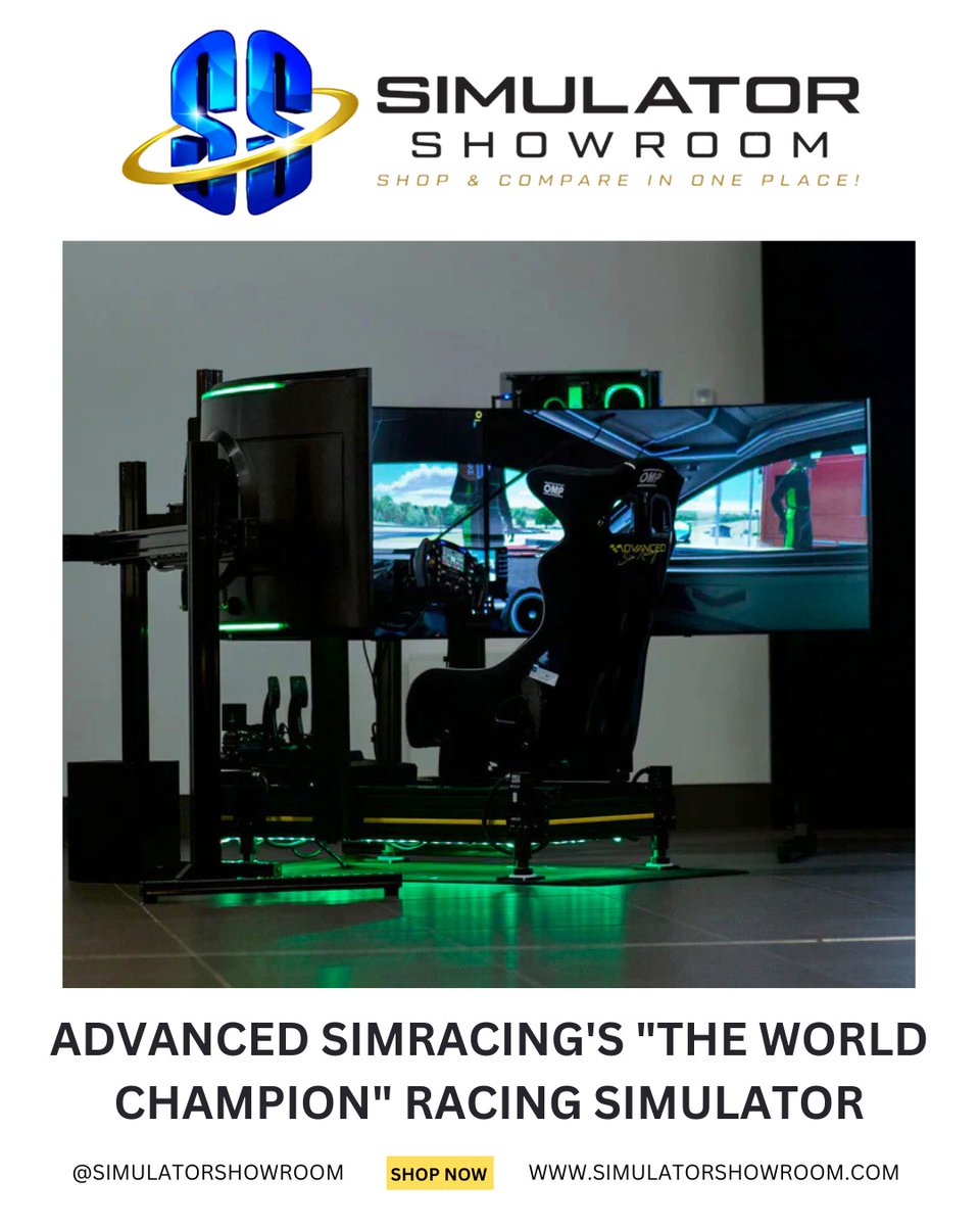 simulatorshow's tweet photo. Step into the ultimate racing experience with The World Champion by Advanced SimRacing! Designed for elite performance, this simulator delivers next-level realism with a powerful AMD Ryzen 5900X, Nvidia RTX 3090, and triple 55” 4K displays. 

👉https://t.co/vL6xoDYNc4 https://t.co/ipWQTXitfb