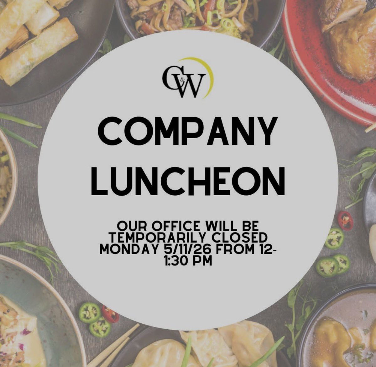 technologies_w's tweet photo. ** Updated office hours **

Our office will be temporarily closed today for our quarterly company luncheon. https://t.co/MA3PojMsg5