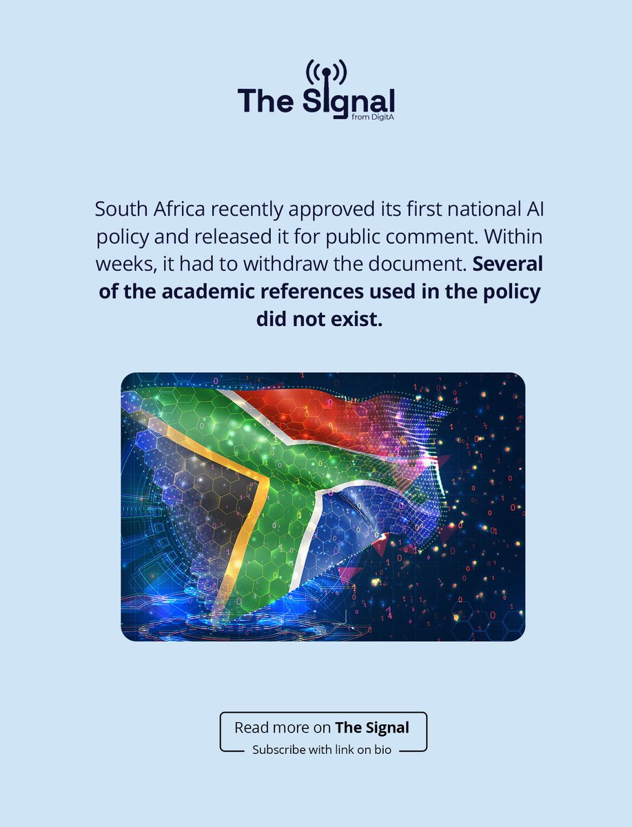 Digitaevo's tweet photo. A new edition of The Signal is out. This month: data sovereignty, AI infrastructure gaps, geopolitical pressure on digital spaces, and what South Africa's AI policy withdrawal really signals.

Stay informed. Stay ahead. 

https://t.co/6uwf2cVtFI

#TheSignal #DigitA #PolicyDigit https://t.co/XpsbSKKmSZ